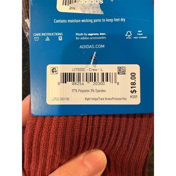 Adidas Originals Trefoil 3-Pack Crew Socks Men's Large Multicolor - Picture 7 of 7